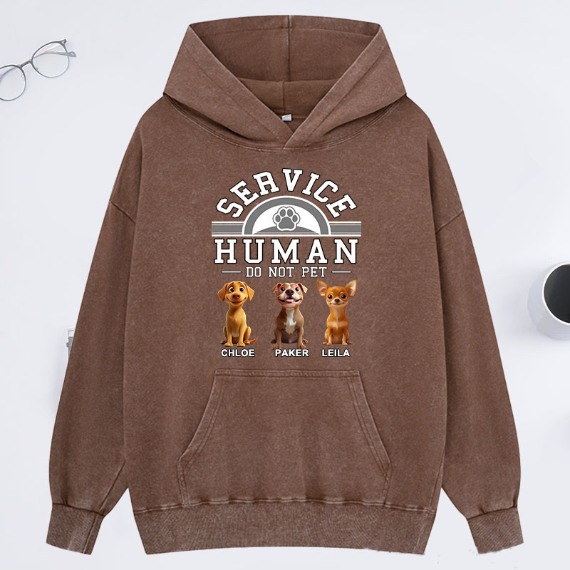 Personalized Dog Lover Service Human Cartoon Classic Washed Hoodies