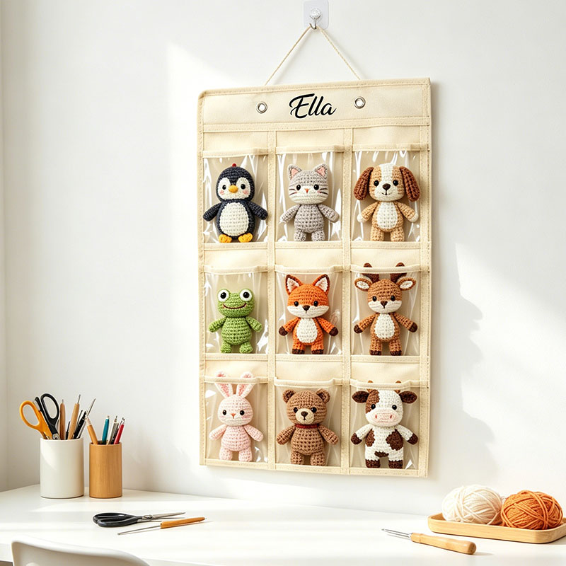 Hanging Yarn Organizer Storage with Clear Pockets Crochet Tool Storage Crochet Showcase