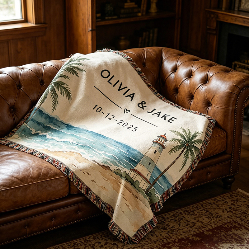 Personalized Couple Blanket with Names Ocean Travel Lovers Engagement Gift Couples Names Wedding Gift Engagement Couple Gift