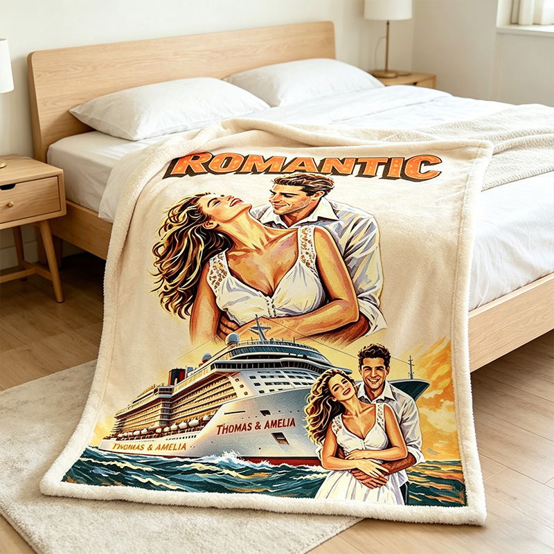 Personalized Couple Throw Blanket with Names Custom Couple Photo Poster Blanket Valentine Gift Gift for Husband Gift For Wife