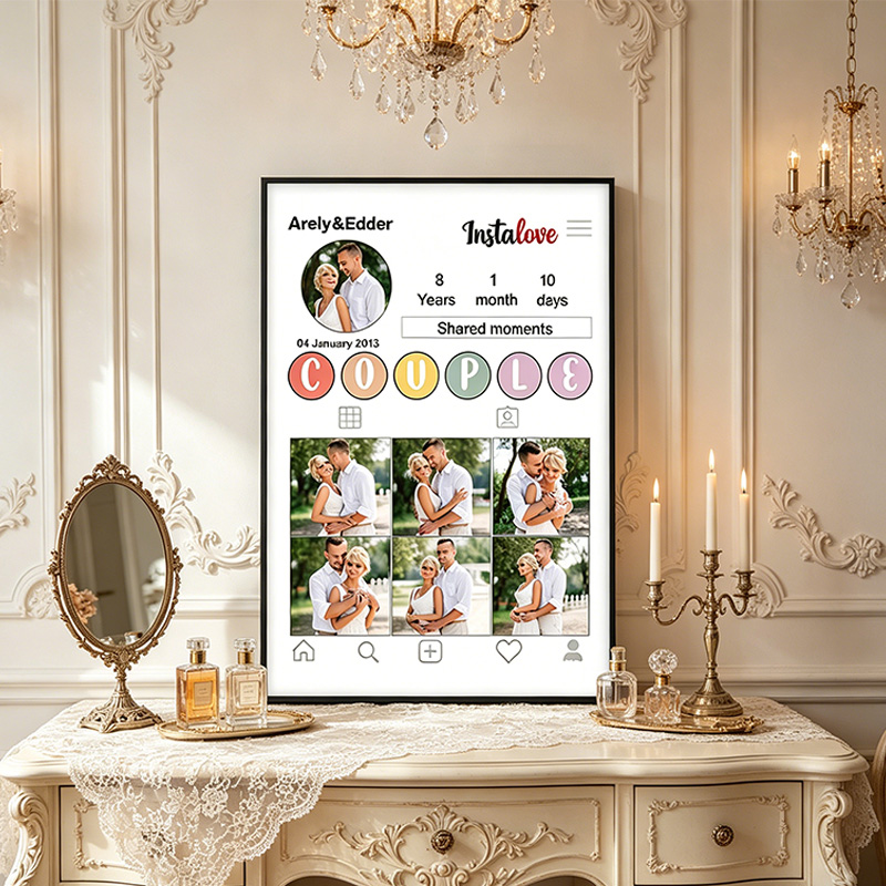Personalized Couple Photo Print Poster with Names Couple Wedding Gift Marriage Gift for Her