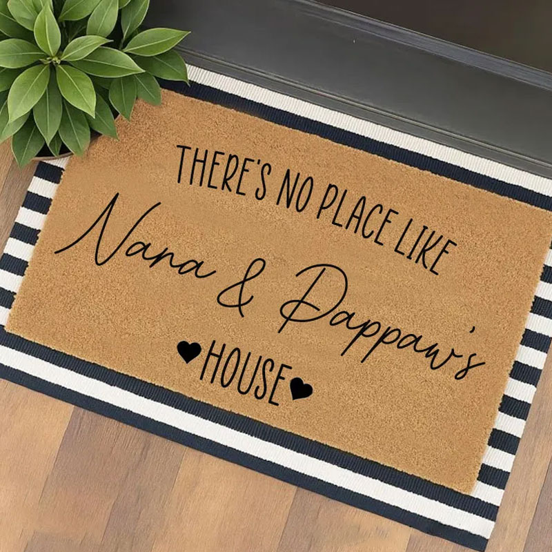 Personalized There's No Place Like Nana and Pawpaw's House Doormat Custom Family Rug Housewarming Gift Decorative Indoor Outdoor Durable Mat