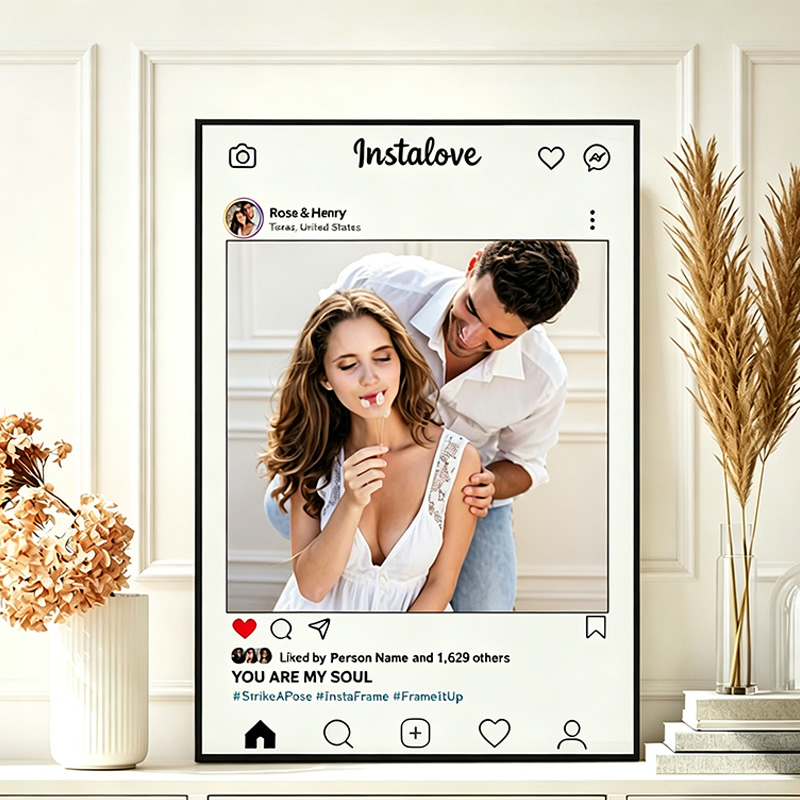 Personalized Couple Instagram Photo Print Poster with Names Couple Wedding Gift Marriage Gift for Her