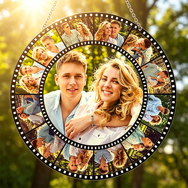 Personalized Couple Photo Film Sun Catcher Custom Window Decor Anniversary Gift Valentines Day Gift