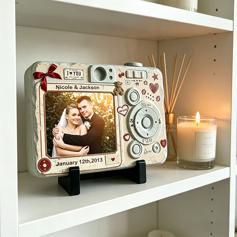 Personalized Couple Photo Stone with Stand Vintage Americana License Couple Plaque Valentine Gift for Couple