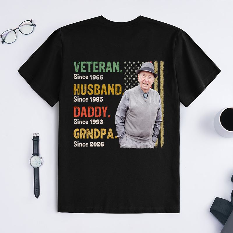 Personalized Legend Husband Dad Papa Veteran Since Shirt Custom T Shirt with Photo Fathers Day Birthday Gift for Veteran Dad Grandpa