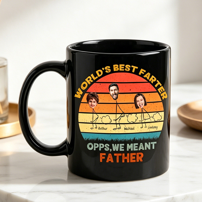 Personalized Words Best Fater Opps We Meant Father Mug Custom 11 oz Ceramic Mug with Kids Photos Father's Day Gifts for Dad
