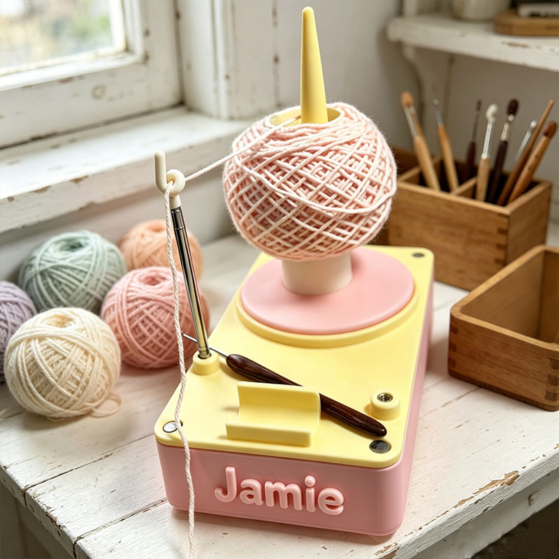 Personailzed 3D Printing Portable Multi Functional Yarn Holder Spinner with Phone Stand, Detachable Yarn Spool Box & Crochet Accessories Organizer for Knitting Lovers