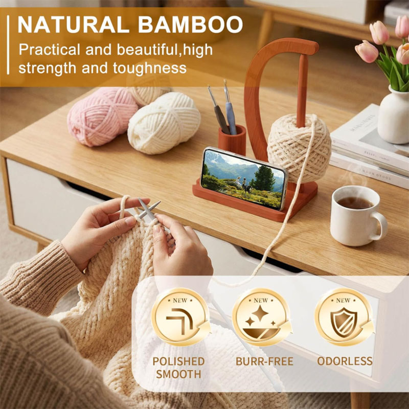 Personalized Yarn Holder Wooden Ball Holder Multifunctional Magnetic Wool Holder Rotating Yarn Holder Wooden Yarn Dispenser with Stand Suitable for Crochet Yarn and Knitting