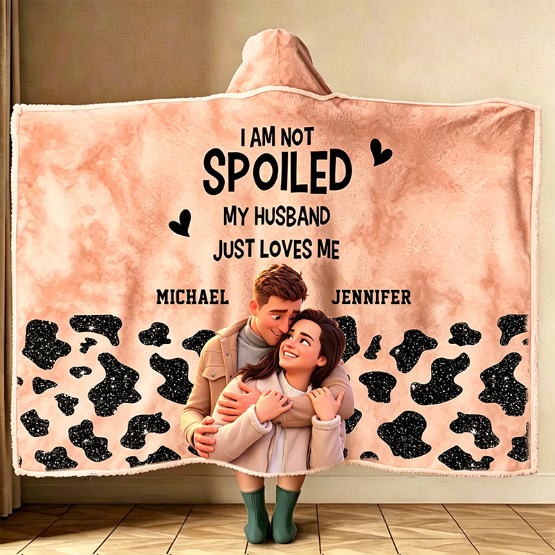 Personalized Couple Just Loves Me - Personalized Custom Hooded Blanket