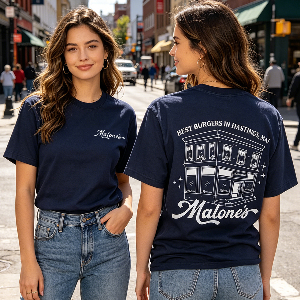 Personalized Malone’s Burger Shirt Best Burgers in Hastings MA Tee Vintage Restaurant Graphic T-Shirt Hockey Team Fan Gift