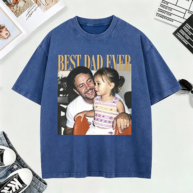 Personalized Photo Dad Comfort Colors Shirt Daddy Picture TShirt Grandpa Gift Custom Portrait Papa Tee Family Gift