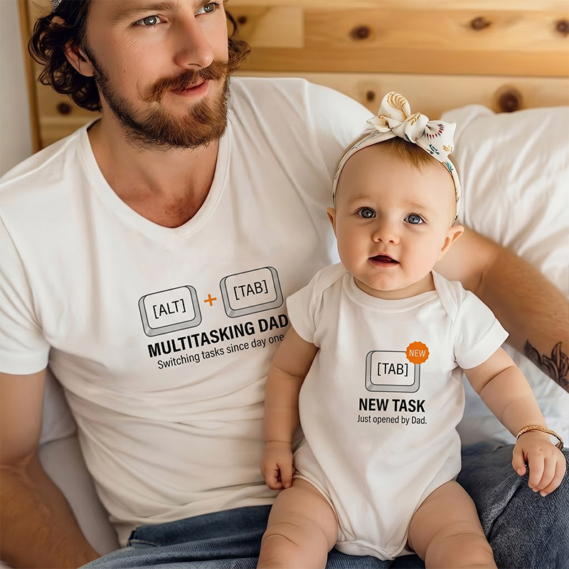 Personalized Alt Tab and New Tab Tshirt Father Son Matching Tee Dad and Baby Shirt Father Daughter Matching Tee Gift For Dad