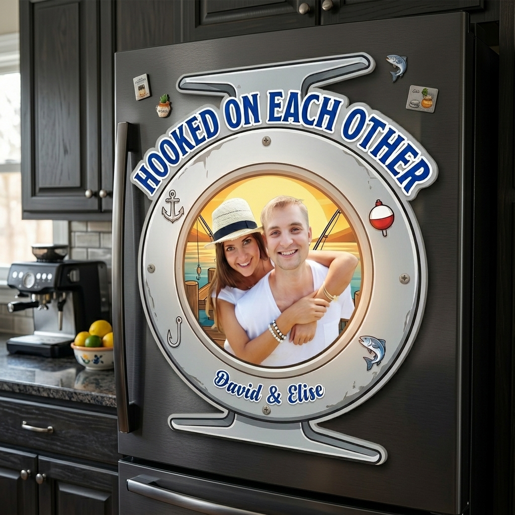 Personalized Couple Photo Fridge Magnet Hooked on Each Other Since xxx Refrigerator Magnet Couple Gift Anniversary Gift for Her Him