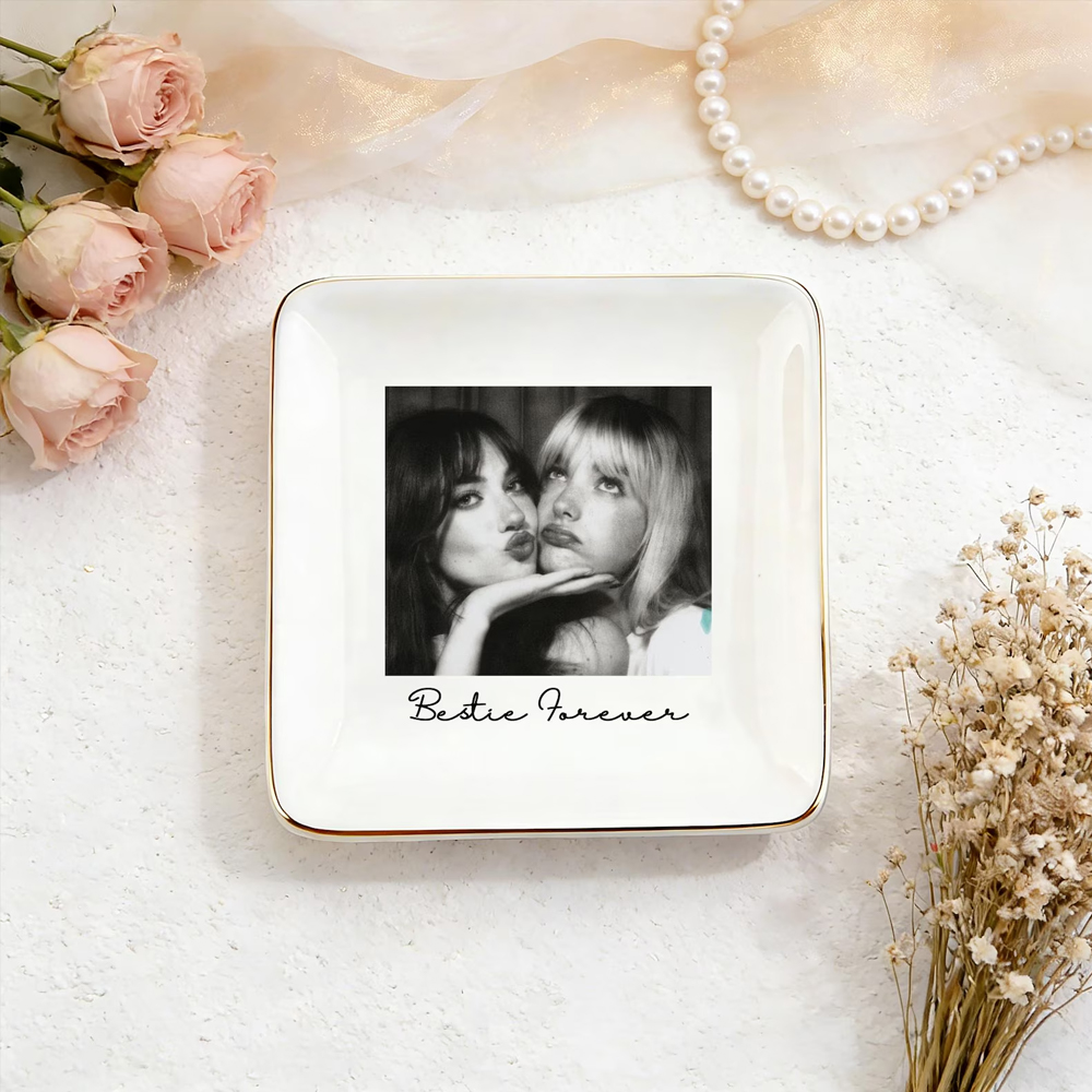 Personalised Photo Trinket Dish With Custom Jewelry Ring Dish, Wedding Gift, Bridesmaid Proposal, Trinket Tray for Best Friend, Bestie