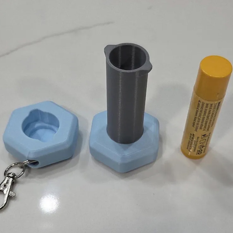 Personalized 3D Printed Dumbbell Key Chain Lip Balm Holder ChapStick Backpack Key Ring Gym Bag Sports Container Cute Fitness Workout Unique Creative Gift for Coach Trainer Gym Lover