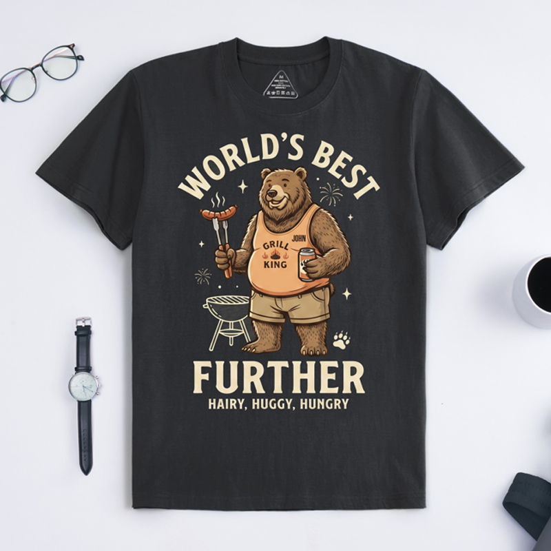 Personalized Word's Best Further Shirt Dad T-Shirt with Name Custom Birthday Father's Day Gift for Him