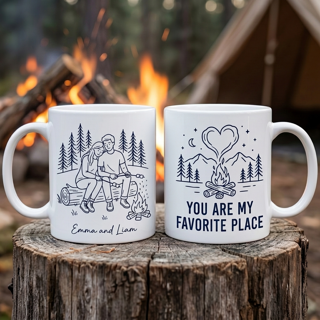 Personalized You are My Favorite Place Mug Gift for Couple Engagement Newlywed Anniversary Present for Outdoorsy Couple 