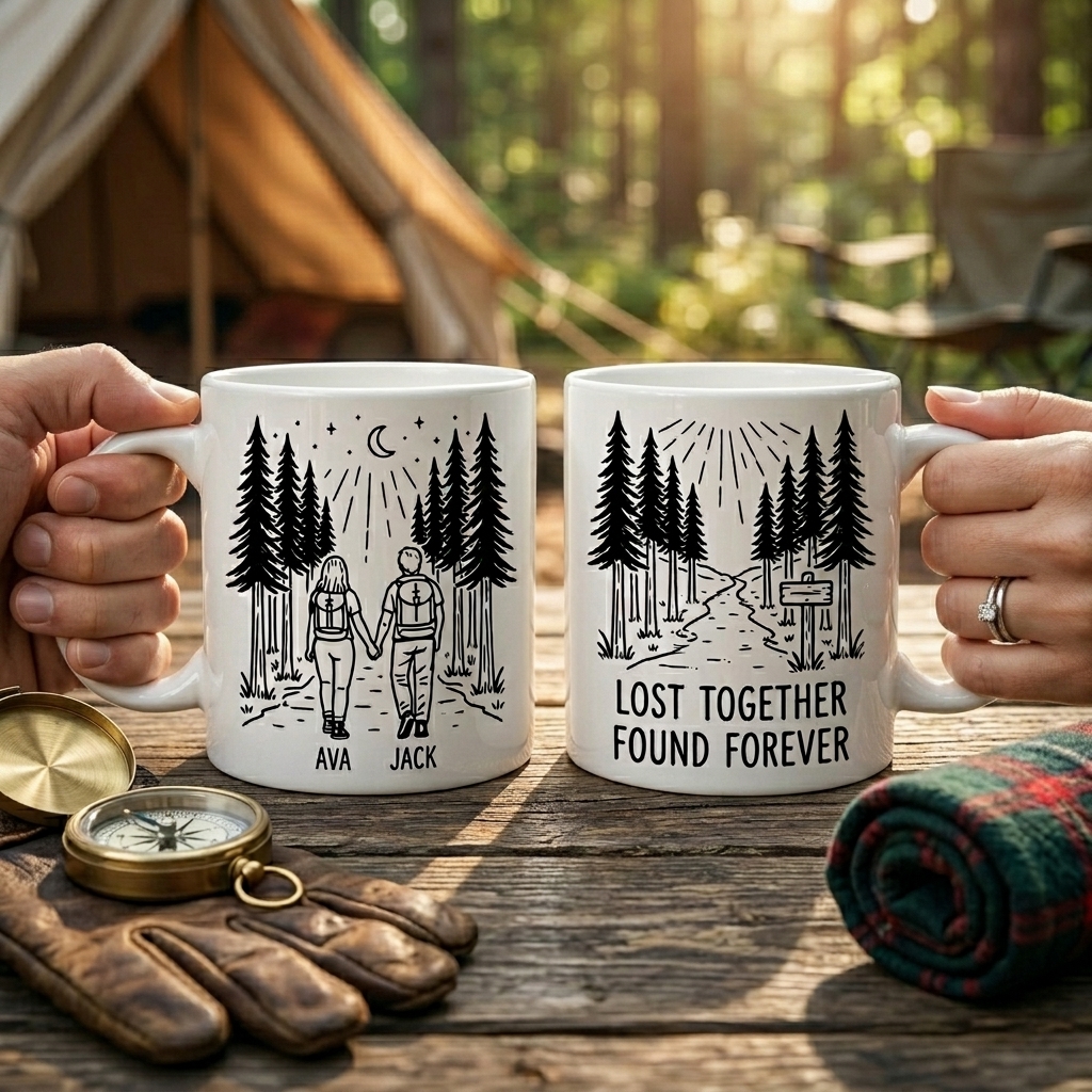 Personalized Lost Together Found Forever Couple Mug Gift Couple Anniversary Camping Gift Custom Outdoor Coffee Cup Partners for Life Newlyweds Gift Wedding Couple Gift