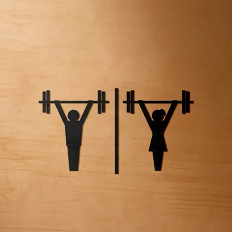 Personalized Metal Gym Sign Male and Female Gym Bathroom Sign Weightlifting Gift for Gym Lovers