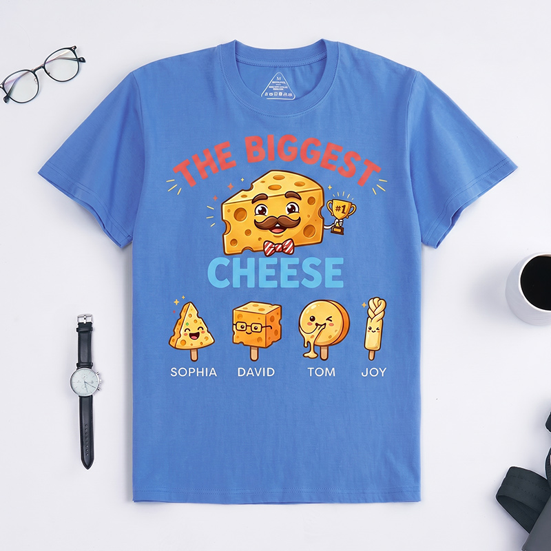 Personalized The Biggest Cheese Shirt Custom Dad T-Shirt with Kids Names Birthday Gift Father's Day Gift For Grandpa Dad