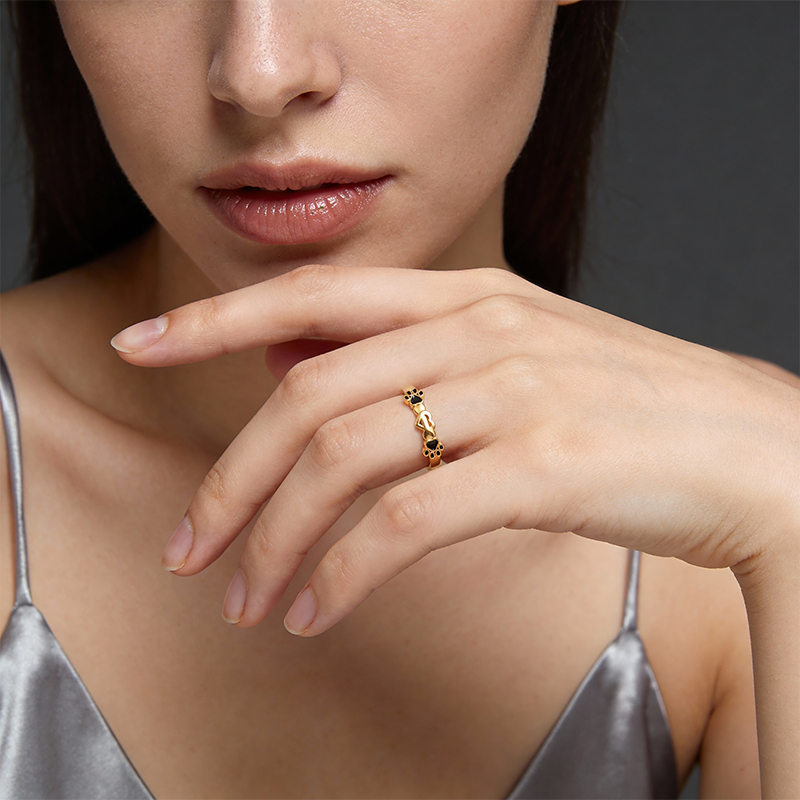 Personalized Bone and Heart with Dog Paw Ring Personalized Pet Lover's Jewelry in Sterling Silver