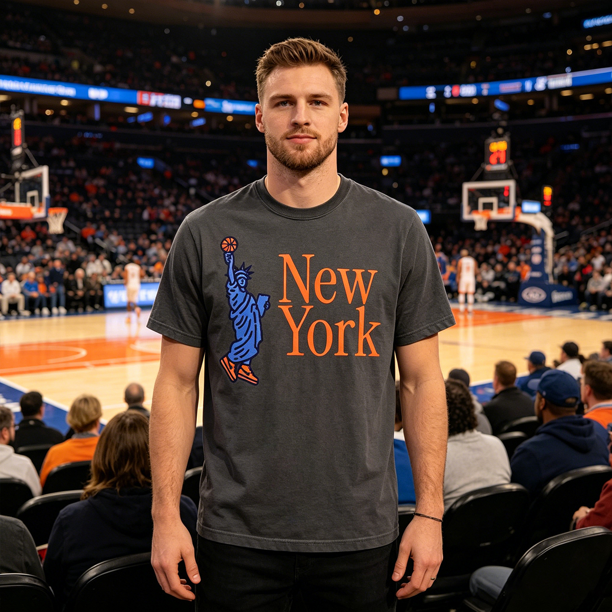Personalized New York Basketball T-Shirt Statue of Liberty Basketball Gift for Fans