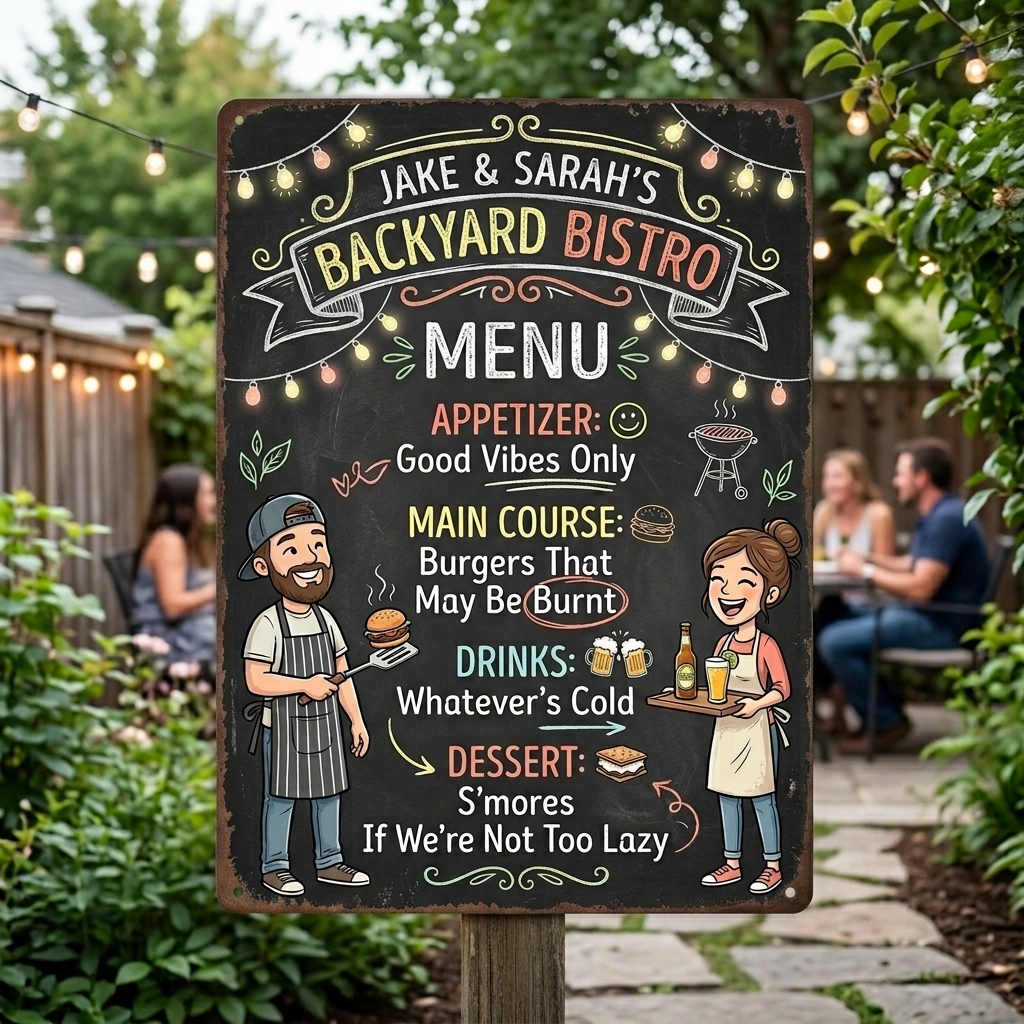 Personalized Couple Backyard Metal Classic Signs with Name