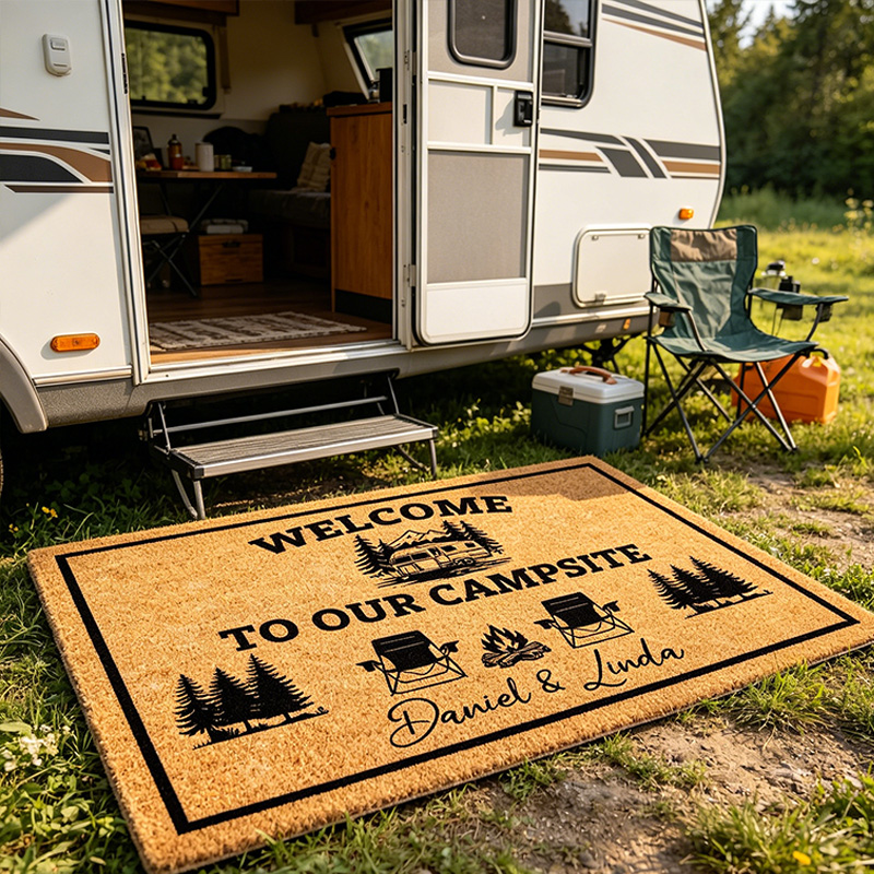 Personalized Camp Lover Doormats Welcome To Our Campsite Doormat Personalized Name Welcome Mat Couples Gift Cute Doormat Gift for Her
