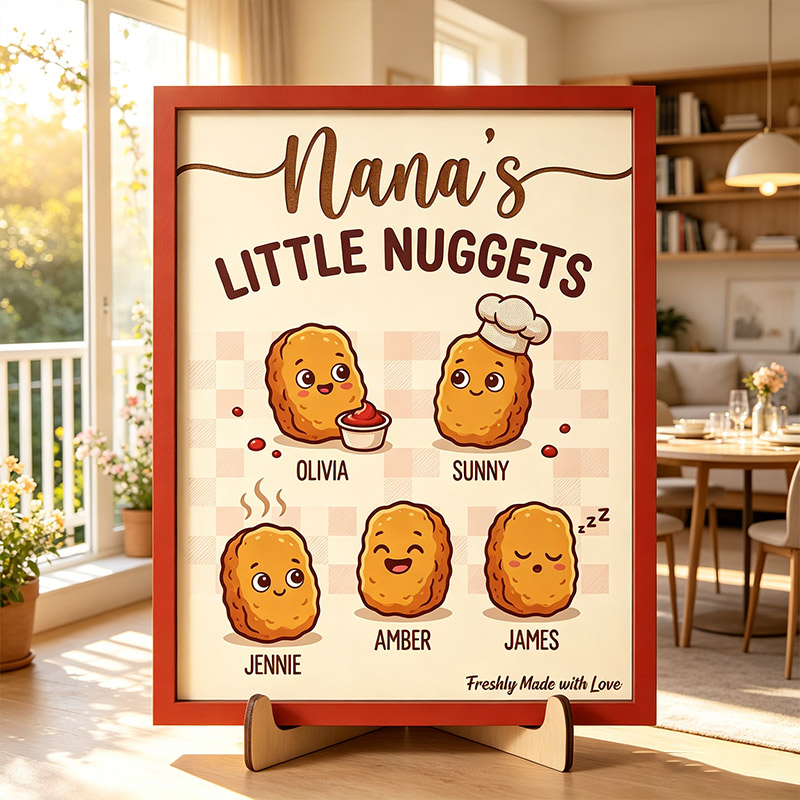 Personalized Nana's Little Nuggets Sign Custom Wooden Plaque with Kids Names Nana Gifts Birthday Day Gift For Mom Grandma