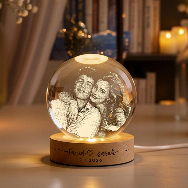 Personalized Personalized Photo Night Light Custom Picture Memorial Crystal Ball Lamp Wedding Gift Couple Anniversary Gift For Wife Girlfriend Husband