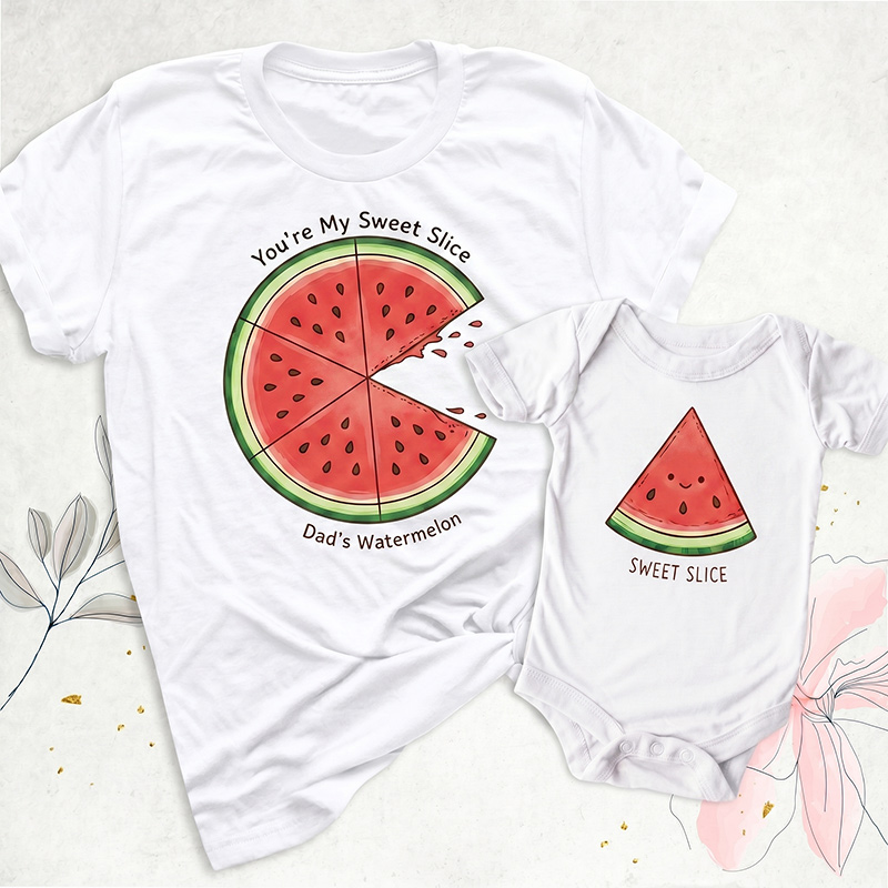Personalized Dad's Watermelon and Sweet Slice Shirt Daddy and Me Funny Shirt Dad Baby Matching Shirts Fathers Day Dada Mini Outfit Dad Son Shirt Dad Girl Tee