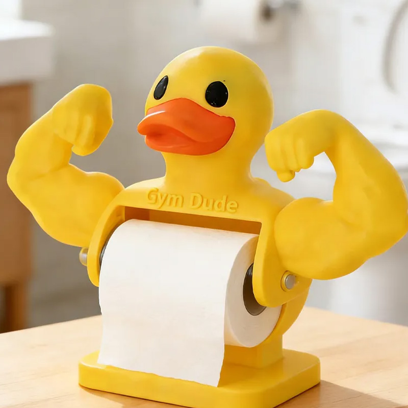 Personalized 3D Printed Funny Muscle Duck Toilet Paper Holder Weightlifter Design Funny Bathroom Decor Funny Bathroom Decor Gym Themed Fitness Inspired
