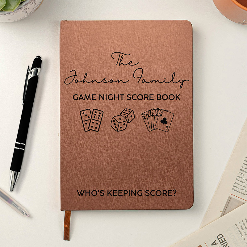 Personalized Game Night Score Book For Family Grandparents Board Game Lover  Custom Leather Journal with Family Name