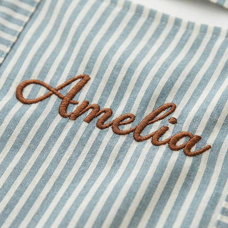 Personalized Striped Apron with Pockets Embroidered Baking Kitchenwear Baking Apron with Name Baking Lover Gift