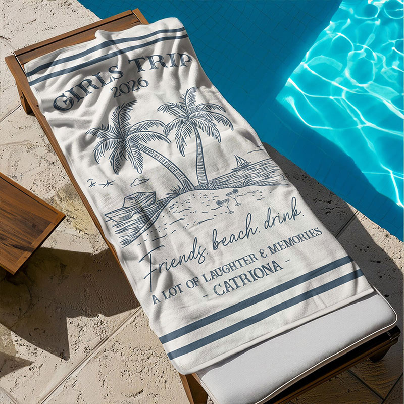 Personalized Girls Trip 2026 Beach Towel Monogram Name Beach Towel Gift for Traveling Lovers