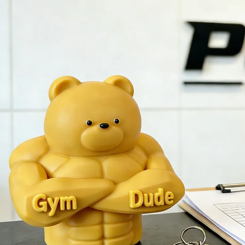 Personalized 3D Printed Hench Couple Bear Muscular Gym Gift Desk Mascot Weightlifter Strength Trainer Desk Decor Gift for Friends Gym Rat Gym Lovers