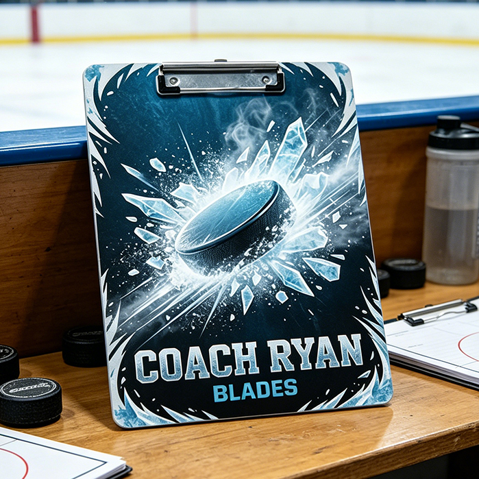 Personalized Ice Hockey Field Acrylic Clipboard with Custom Name and Team Name for Coach Trainer Teacher