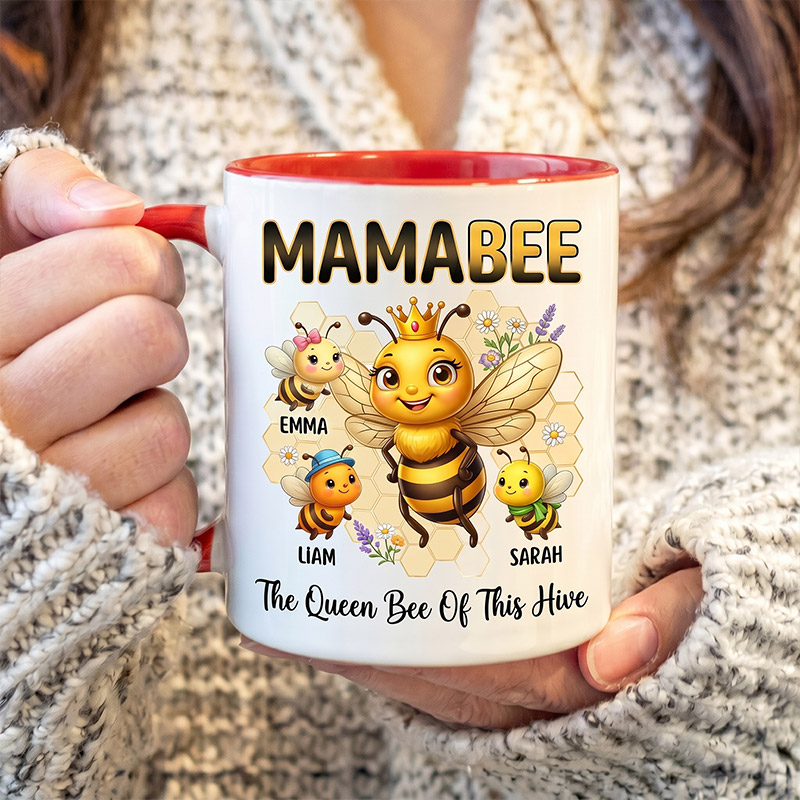 Personalized Mamabee Mug Custom Mug with 1-6 Kids Names Gift Birthday For Mom Mother's Day Christmas Gift