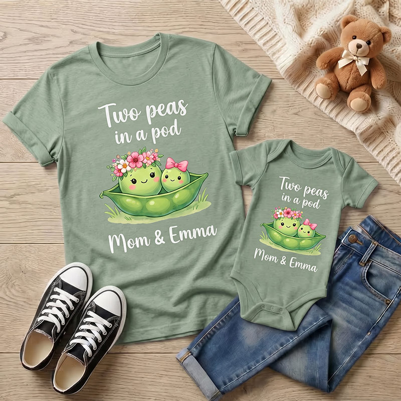 Personalized Two Peas in A Pod Shirt Mommy and Me Funny Shirt Mom Baby Matching Shirts New Mom Gift