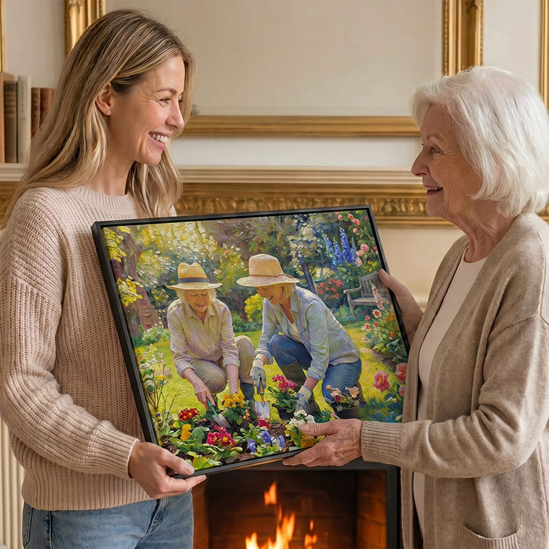 Personalized Oil Painting Style Photo Canvas Prints Family Painting Housewarming Birthday Gift for Family Friend