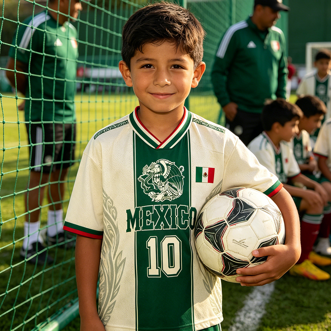 Personalized MX 26 Soccer Kids Mesh Jersey Classic Green Pride for Mexico Fans