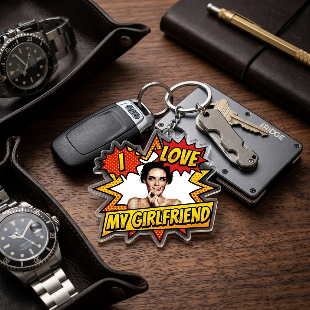 Personalized I Love My Girlfriend Keychain Photo Acrylic Keychain Anniversary Valentine's Gift Keychain for Him