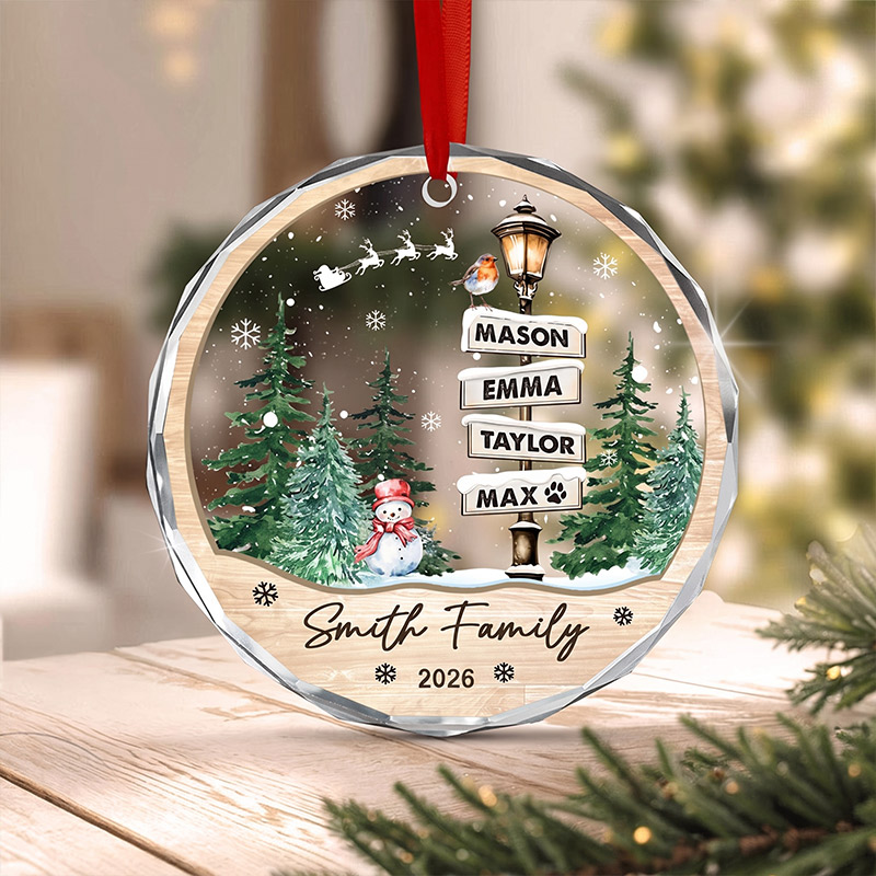 Personalized Family Names Christmas Ornament 2026 Custom Family with Pets Ornaments Family of 3 4 up to 15 Members Christmas Gift for Family