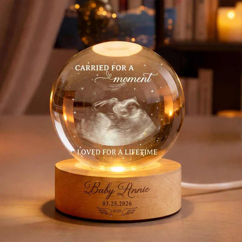 Personalized Baby Loss Memorial Night Light Miscarriage Memorial Crystal Ball Night Light Angel Baby Ultrasound Photo Baby Memorial Gift Sympathy Gift
