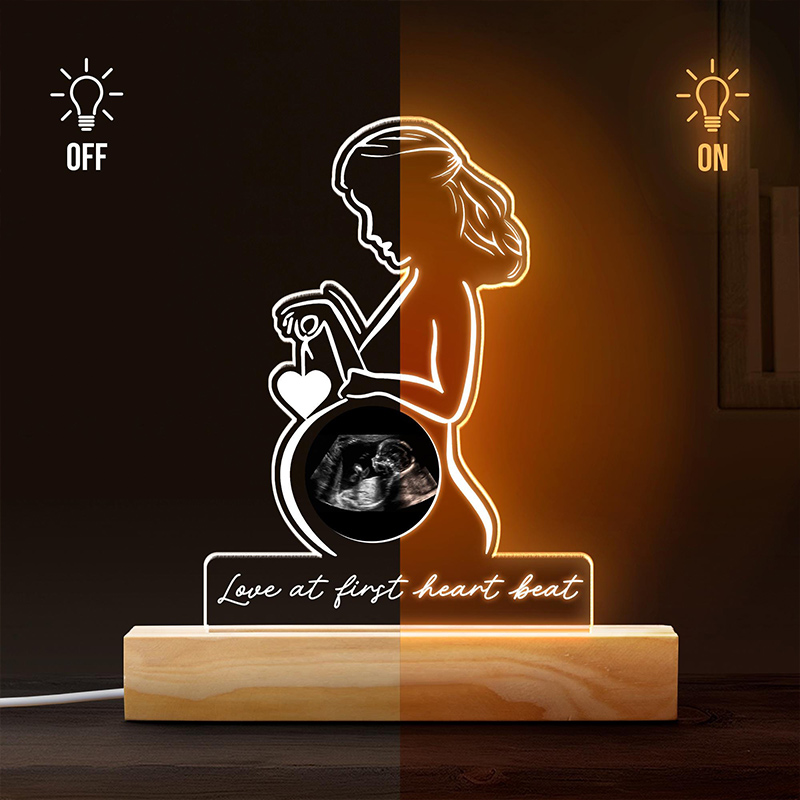 Personalized Ultrasound Photo Night Light Custom Pregnancy Keepsake Gift for Expecting Parents Baby Shower Gift for New Mom