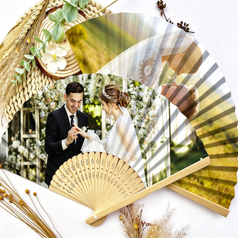 Personalized Over Print Photo Folding Paper Fans Wedding Custom Face Hand Fans for Newlyweds Funny Party Favors for Wedding Bachelorette Couple Summer Gift