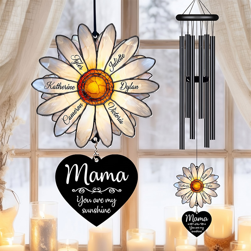Personalized Nana Daisy Wind Chime You are My Sunshine Custom Grandkids Names Mom Grandma Family Gift