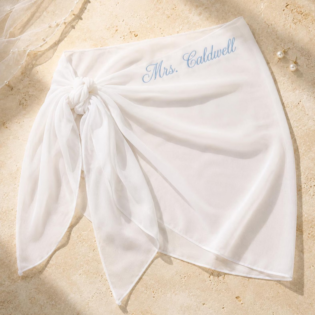 Personalized Beach Skirt Cover Up Sarong Custom Embroidered Beach Wrap for Her