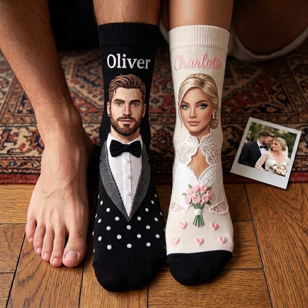 Personalized Face Photo Socks Wedding Groom and Bride Socks for Newlyweds Wedding Gift for Her 
